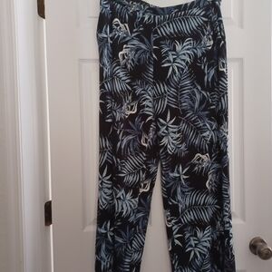 J. Jill Wearever Women's Tropical Leaf Print Straight Leg Pants Size L Runs Big